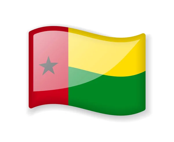 Флаг Гвинеи Бисау Яркий Глянцевый Флаг Белом Фоне — стоковый вектор