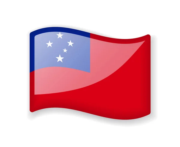 Samoa Bayrağı Beyaz Arkaplanda Izole Edilmiş Parlak Parlak Bayrak Simgesi — Stok Vektör
