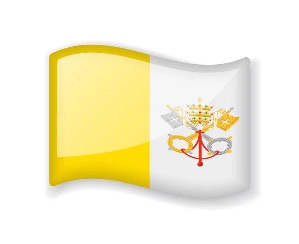 梵蒂冈国旗 在白色背景上孤立的波威旗明亮的光泽图标 — 图库矢量图片