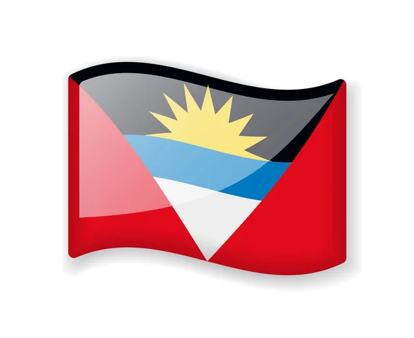 Antigua Barbuda Flag Wavy Flag Bright Glossy Icon Isolated White — Stock Vector