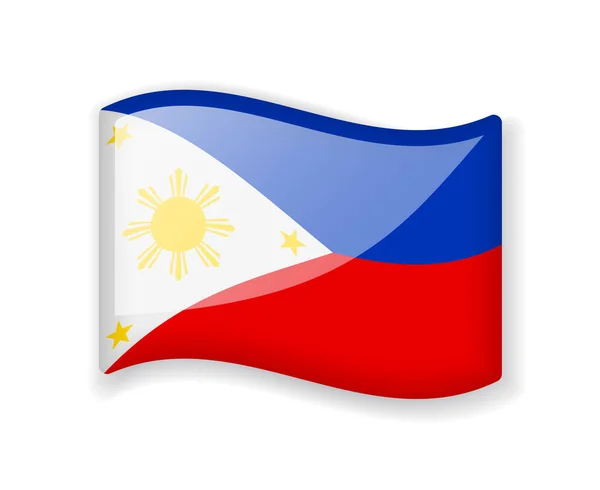 Σημαία Φιλιππίνων Κυματιστή Σημαία Φωτεινό Γυαλιστερό Εικονίδιο Που Απομονώνεται Λευκό — Διανυσματικό Αρχείο