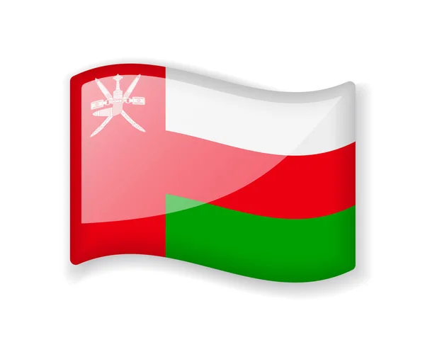 Flagge Des Oman Welke Flagge Hell Glänzend Symbol Isoliert Auf — Stockvektor