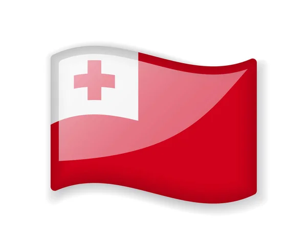 Bandeira Tonga Bandeira Ondulada Ícone Brilhante Brilhante Isolado Fundo Branco —  Vetores de Stock