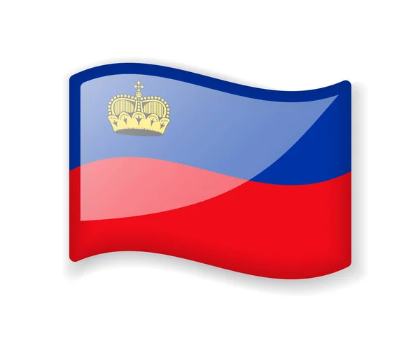 列支敦士登国旗 在白色背景上孤立的波威旗明亮的光泽图标 — 图库矢量图片