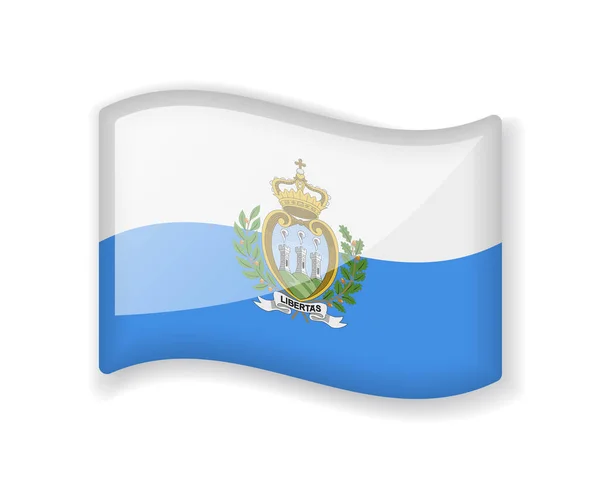 San Marino Flag Wavy Flag Bright Glossy Icon Isolated White — Stock Vector