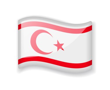Kuzey Kıbrıs bayrağı - Beyaz arkaplanda izole edilmiş dalgalı parlak simge
