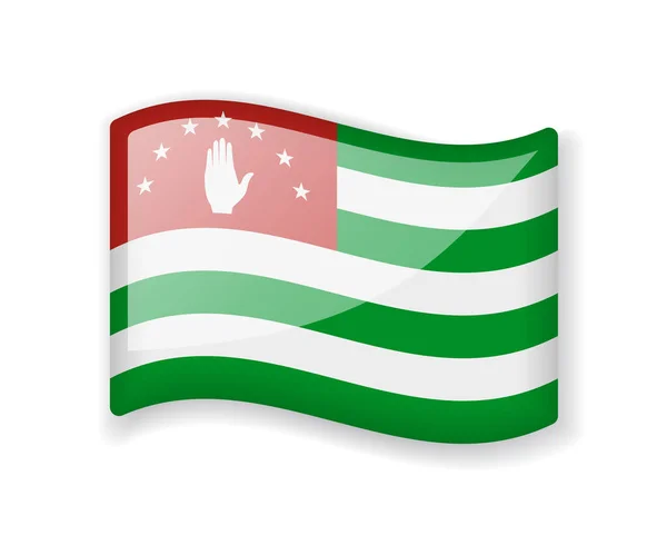 Abcházie Vlajka Vlnitá Vlajka Jasný Lesklý Ikona Izolované Bílém Pozadí — Stockový vektor