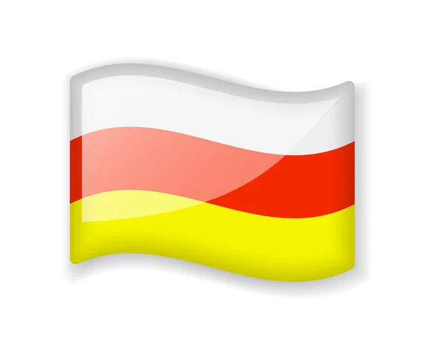Dél Oszétia Zászló Wavy Zászló Fényes Fényes Ikon Elszigetelt Fehér — Stock Vector