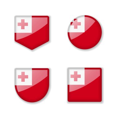 Tonga bayrakları. Parlak bir koleksiyon. Vektör çizimleri kümesi