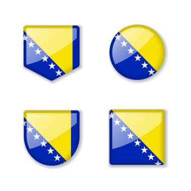 Bosna-Hersek bayrakları. Parlak bir koleksiyon. Vektör çizimleri kümesi