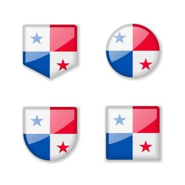 Panama Bayrakları - Parlak koleksiyon. Vektör çizimleri kümesi