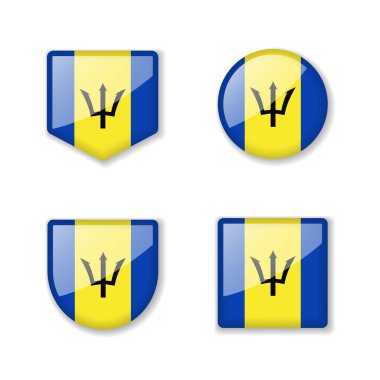 Barbados bayrakları - parlak koleksiyon. Vektör çizimleri kümesi