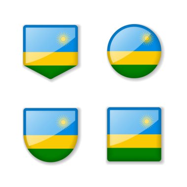 Ruanda bayrakları - parlak koleksiyon. Vektör çizimleri kümesi