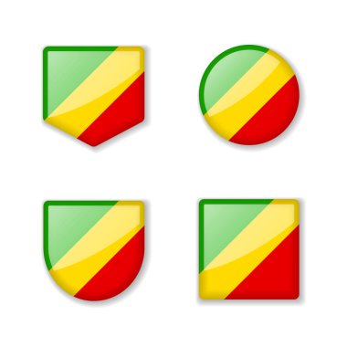 Kongo bayrakları. Parlak bir koleksiyon. Vektör çizimleri kümesi