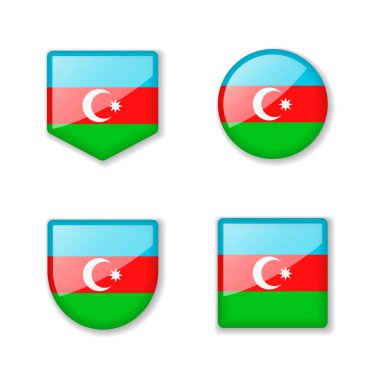 Azerbaycan bayrakları. Parlak bir koleksiyon. Vektör çizimleri kümesi