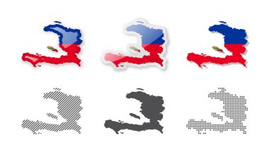 Haiti - Harita Koleksiyonu. Altı farklı tasarımın haritası. Vektör çizimleri kümesi