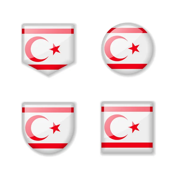 Flags Northern Cyprus Glossy Collection Set Vector Illustrations — Stock Vector