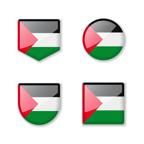 Flaggen Palästinas Hochglanzsammlung Reihe Von Vektorillustrationen — Stockvektor