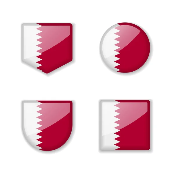 Banderas Qatar Colección Brillante Conjunto Ilustraciones Vectoriales — Vector de stock