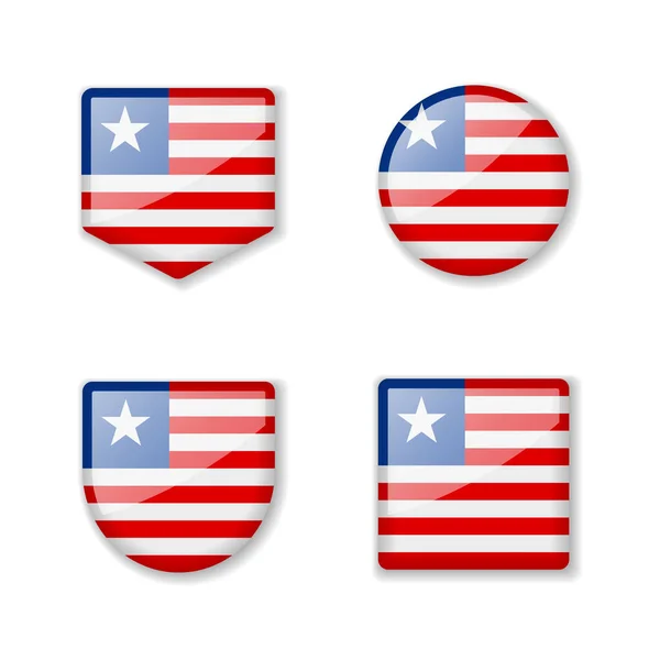 Bandiere Della Liberia Collezione Lucida Serie Illustrazioni Vettoriali — Vettoriale Stock