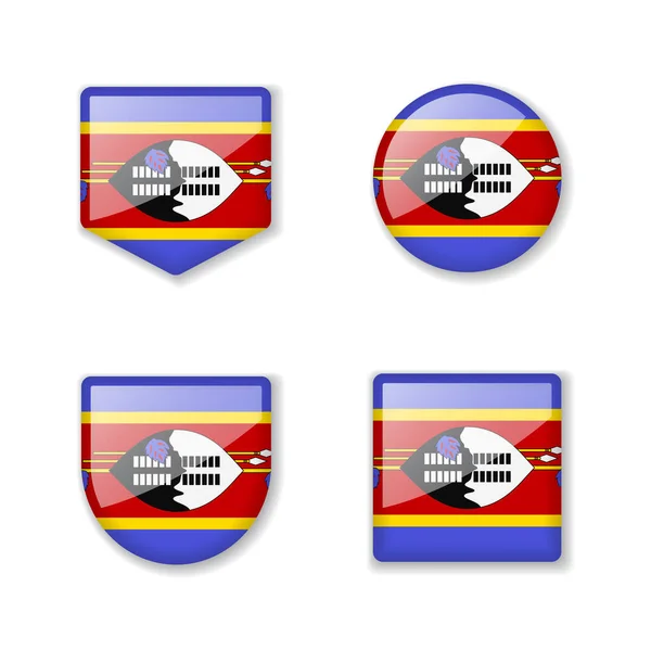 Banderas Eswatini Colección Brillante Conjunto Ilustraciones Vectoriales — Vector de stock