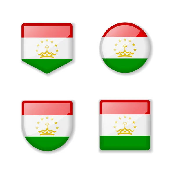Flagi Tadżykistanu Błyszcząca Kolekcja Zbiór Ilustracji Wektorowych — Wektor stockowy
