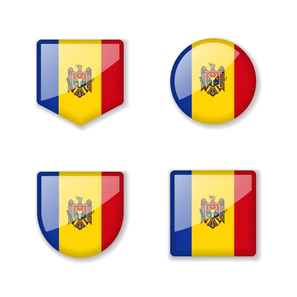Flaggen Der Republik Moldau Hochglanzkollektion Reihe Von Vektorillustrationen — Stockvektor