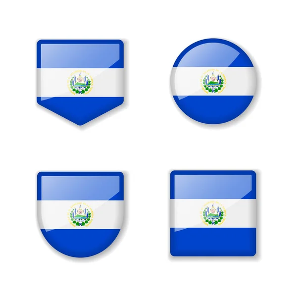 Flagi Salwadoru Błyszcząca Kolekcja Zbiór Ilustracji Wektorowych — Wektor stockowy