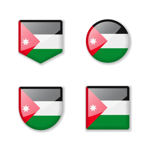 Banderas Jordania Colección Brillante Conjunto Ilustraciones Vectoriales — Vector de stock