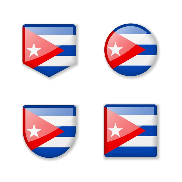 Banderas Cuba Colección Brillante Conjunto Ilustraciones Vectoriales — Vector de stock