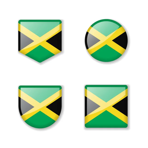 Флаги Ямайки Глянцевая Коллекция Набор Векторных Иллюстраций — стоковый вектор