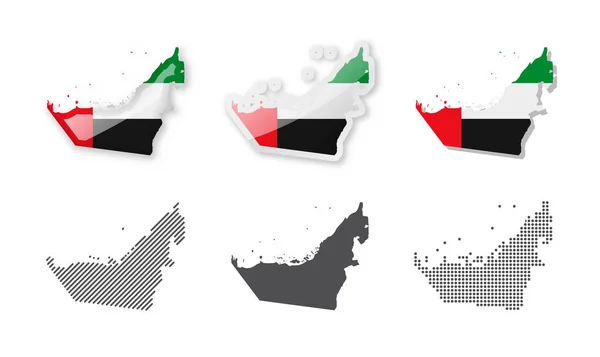 Zjednoczone Emiraty Arabskie Kolekcja Map Sześć Map Różnych Projektów Zbiór — Wektor stockowy