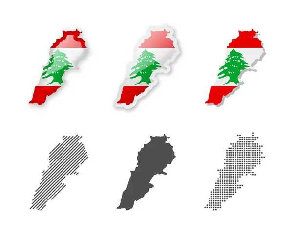Líbano Colección Mapas Seis Mapas Diferentes Diseños Conjunto Ilustraciones Vectoriales — Vector de stock