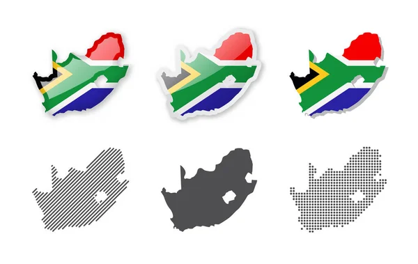 南アフリカ 地図コレクション 6つの異なるデザインの地図 ベクターイラストのセット — ストックベクタ