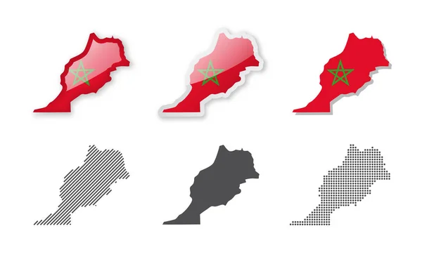 Maroko Kolekcja Map Sześć Map Różnych Projektów Zbiór Ilustracji Wektorowych — Wektor stockowy