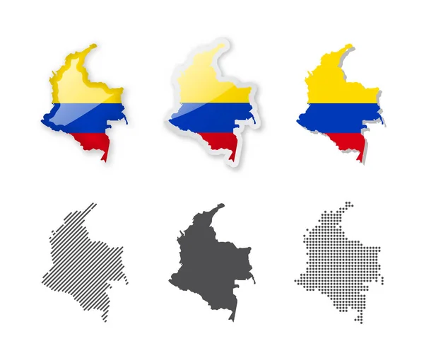 Colombia Maps Collection Six Maps Different Designs Set Vector Illustrations — Stock Vector
