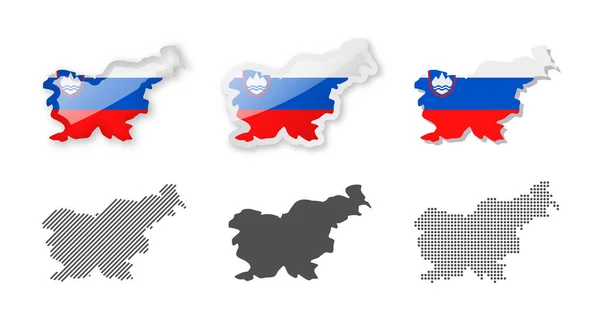 Slovenia Maps Collection Enam Peta Dari Desain Yang Berbeda Set - Stok Vektor