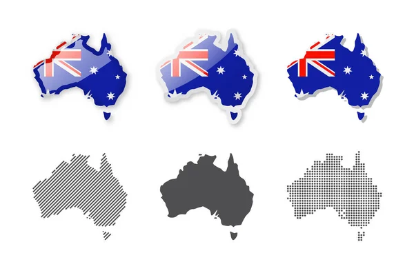 Australien Kartensammlung Sechs Karten Verschiedenen Designs Reihe Von Vektorillustrationen — Stockvektor