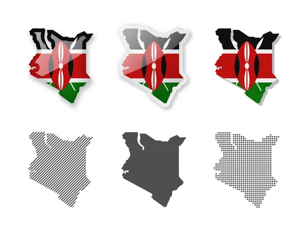 Kenya Harita Koleksiyonu Altı Farklı Tasarımın Haritası Vektör Çizimleri Kümesi — Stok Vektör