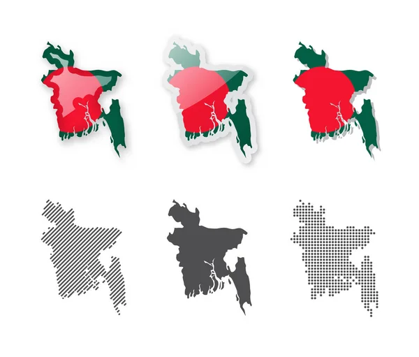 Bangladesh Colección Mapas Seis Mapas Diferentes Diseños Conjunto Ilustraciones Vectoriales — Vector de stock