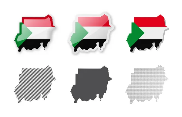 Sudan Kartensammlung Sechs Karten Verschiedenen Designs Reihe Von Vektorillustrationen — Stockvektor