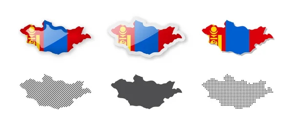 Mongólia Coleção Mapas Seis Mapas Desenhos Diferentes Conjunto Ilustrações Vetoriais — Vetor de Stock