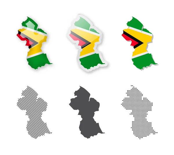 Guyana Colección Mapas Seis Mapas Diferentes Diseños Conjunto Ilustraciones Vectoriales — Vector de stock