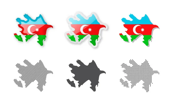 Azerbaycan Harita Koleksiyonu Altı Farklı Tasarımın Haritası Vektör Çizimleri Kümesi — Stok Vektör