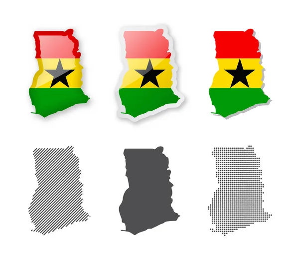Ghana Colección Mapas Seis Mapas Diferentes Diseños Conjunto Ilustraciones Vectoriales — Vector de stock