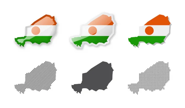 Niger Kartensammlung Sechs Karten Verschiedenen Designs Reihe Von Vektorillustrationen — Stockvektor