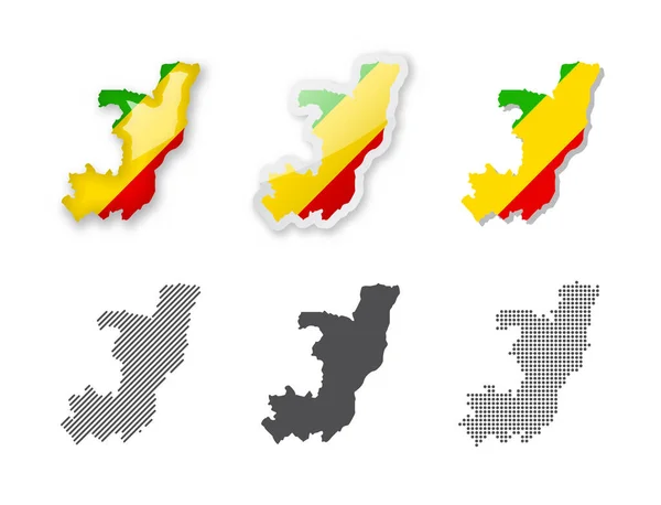 Congo Colección Mapas Seis Mapas Diferentes Diseños Conjunto Ilustraciones Vectoriales — Vector de stock