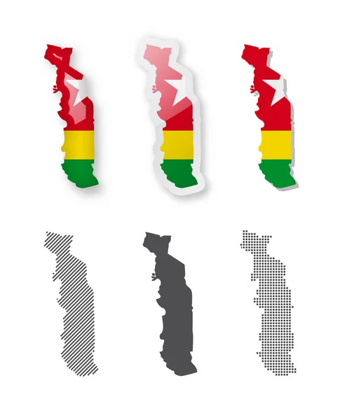 Togo Coleção Mapas Seis Mapas Desenhos Diferentes Conjunto Ilustrações Vetoriais — Vetor de Stock