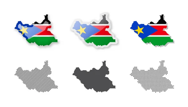 Sudão Sul Coleção Mapas Seis Mapas Desenhos Diferentes Conjunto Ilustrações —  Vetores de Stock