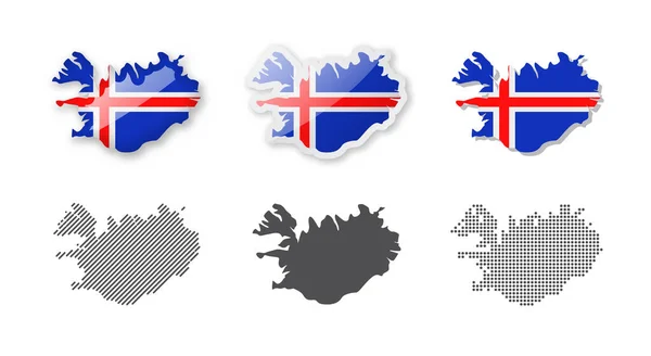 Islandia Kolekcja Map Sześć Map Różnych Projektów Zbiór Ilustracji Wektorowych — Wektor stockowy